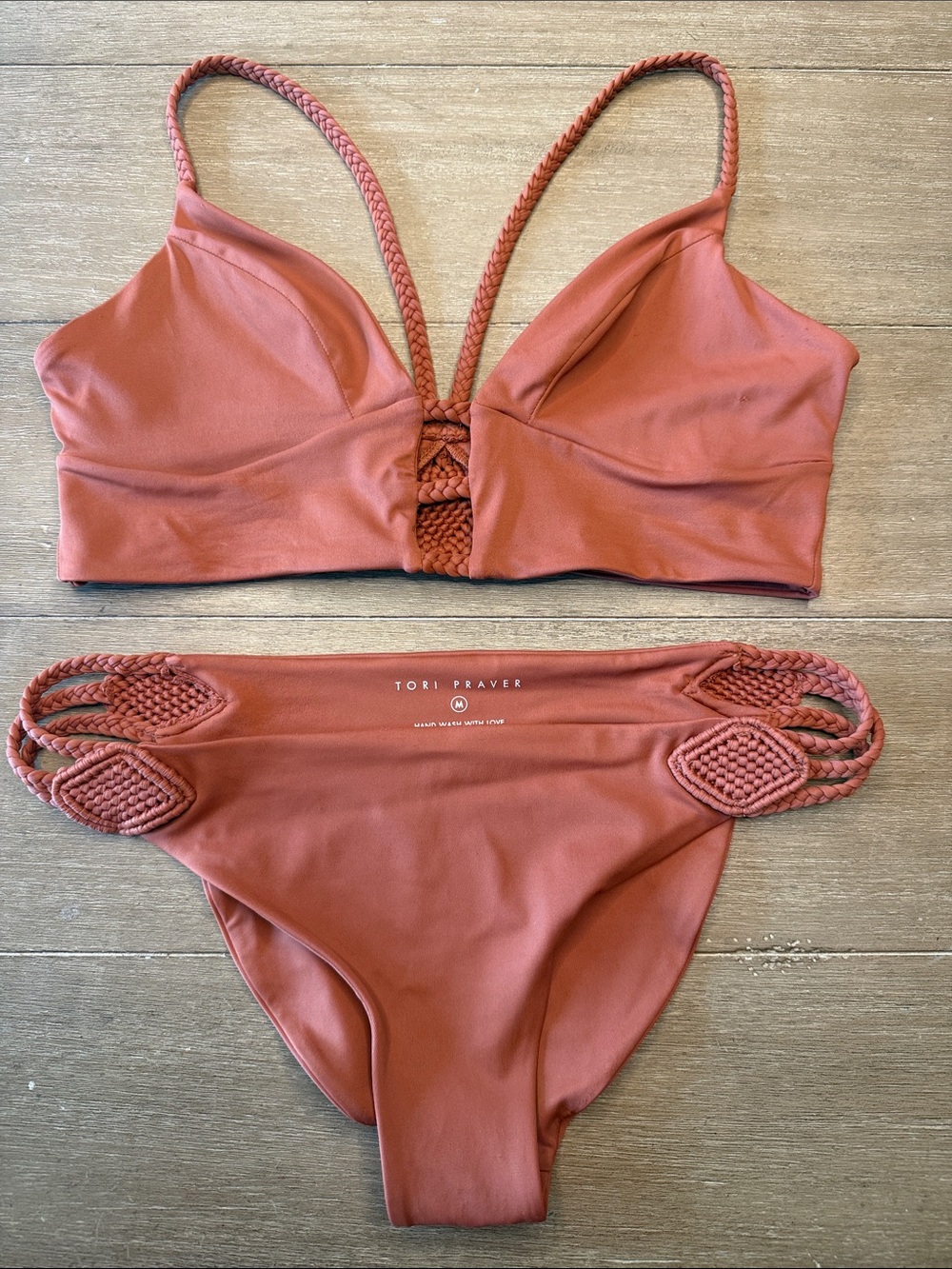 Tori Praver Braided Strap Bikini in Terracotta